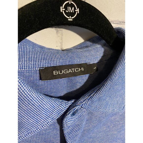 Bugatchi Men's Button Down Shirt Size L Cotton Jersey Blue - Picture 2 of 5